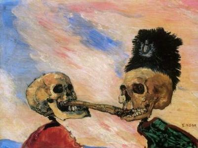 James Ensor, 1891, Squelette se déchirant un hareng-saur